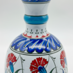 Handmade Ceramic "Bell" Vase (20cm) - Red Carnations & Turquoise Neck - Classical Iznik Vase - Image 4