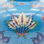 Handmade Ceramic Vase (30cm) - Turquoise "Firuze" Blue with Stylized Fan Flowers - Ottoman Palmette Design - Image 4