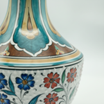 Handmade Ceramic Vase (30cm) - Turquoise & Terracotta Floral Design - Textured Iznik Decor - Image 4