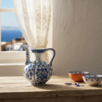 Handmade Ceramic Ewer Pitcher (20cm) Classic Blue and White Floral - Image 2