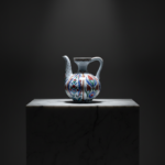Handmade Ceramic Ewer Vase (20cm) Traditional Segmented Body Design with Spout & Handle - Turkish Pitcher Art Decor