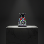 Handmade Ceramic Vase (20cm) Traditional Turkish Tulip & Carnation Pattern - Pear Shaped (Armudi) Art Decor