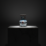 Handmade Ceramic Bud Vase (15cm) Classic Blue & White Iznik Floral Pattern with Yellow Accents - Artisan Table Decor