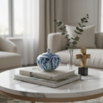 Handmade Ceramic Lidded Trinket Jar (14cm) Traditional Blue & White Tulip Pattern - Decorative Jewelry & Storage Box - Image 6