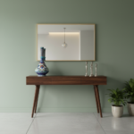 Handmade Ceramic Tall Vase (45cm) Elegant "Ringed Neck" Design with Red Tulip & Blue Floral Pattern - Grand Console Decor - Image 2