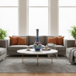 Handmade Ceramic Tall Vase (45cm) Elegant "Ringed Neck" Design with Red Tulip & Blue Floral Pattern - Grand Console Decor - Image 4