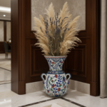 Handmade Ceramic Kandil Vase (50cm) Classic White Triple Handled Floor & Table Decor - Image 3