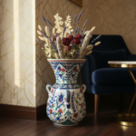 Handmade Ceramic Kandil Vase (50cm) Classic White Triple Handled Floor & Table Decor - Image 5