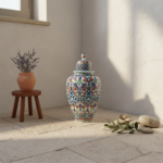 Handmade Ceramic Grand Shah Vase with Lid (60cm) Imperial Floral Lattice Pattern - Image 4