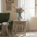 Handmade Ceramic "Armudi" Vase (30cm) - Elegant Pear Shape with Purple & Red Spring Flowers - Romantic Home Decor - Image 3