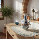 Handmade Ceramic "Ibrik" Pitcher Vase (25cm) - Red Tulip & Blue Hyacinth Pattern - Traditional Turkish Ewer - Image 3