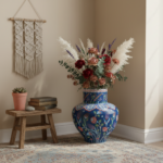 Handmade Monumental Iznik Floor Vase (50cm) - Deep Cobalt Blue & Floating Flora - Ottoman Art Decor - Image 4