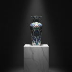 Handmade Ceramic Imperial Palace Vase (60cm) Classic White Symmetrical Saz-Hatai Pattern