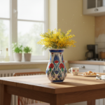 Handmade Ceramic "Pear" Vase (20cm) - Red Carnations & Blue Tulips - Classic Armudi Form - Image 2