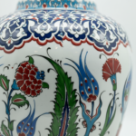 Handmade Ceramic Grand Shah Vase with Lid (60cm) Classic White Saz Leaf & Carnation - Image 4