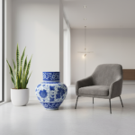 Handmade Ceramic Monumental Vase (50cm) Wide-Neck "Baba Nakkas" Blue & White Design - Grand Floor or Table Centerpiece - Image 3