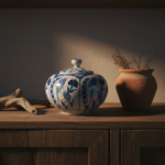 Handmade Ceramic Lidded Trinket Jar (14cm) Traditional Blue & White Tulip Pattern - Decorative Jewelry & Storage Box - Image 4