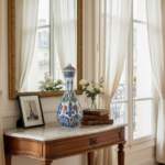 Handmade Ceramic "Nightingale" Surahi Jar (30cm) - Lidded Polychrome Floral Art - Red, Blue & Green - Image 2