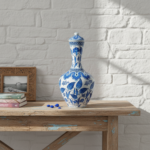 Handmade Ceramic Lidded Vase (30cm) - Blue & White Tulips & Cloud Collar - Classic Iznik Decor - Image 5