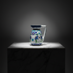 Handmade Ceramic Pitcher (20cm) - Blue Arches & Colorful Spring Florals - Wide Mouth Jug