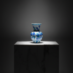 Handmade Ceramic Vase (20cm) - Blue & Turquoise Tulips - Cool Ocean Palette