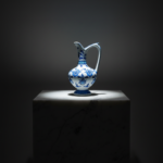 Handmade Ceramic Pitcher (20cm) - Blue and White Pattern - Lion's Mouth Vase