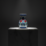 Handmade Ceramic "Pear" Vase (20cm) - Red Carnations & Blue Tulips - Classic Armudi Form