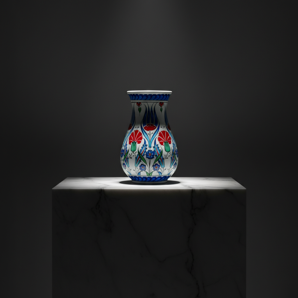 luxury-20cm-pear-shape-armudi-vase-dark-marble Handmade Ceramic "Pear" Vase (20cm) - Red Carnations & Blue Tulips - Classic Armudi Form - Image 1