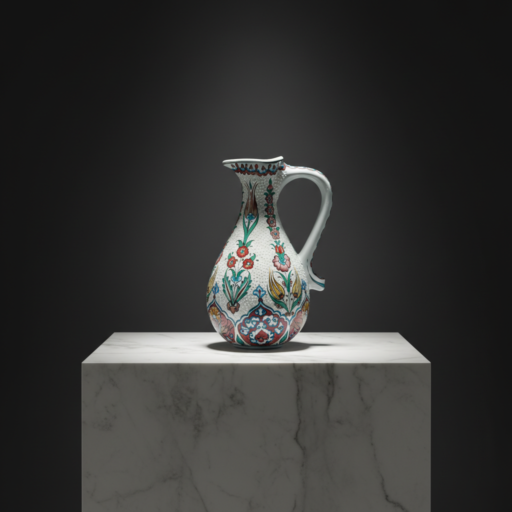 luxury-25cm-textured-surface-pitcher-dark-marble Handmade Ceramic Pitcher (25cm) - Textured "Dot" Art - Pastel Florals & Embossed Surface - Image 1