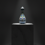 Handmade Ceramic "Nightingale" Surahi Jar (30cm) - Lidded Blue Carnation & Tulip Art