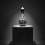 Handmade Ceramic "Nightingale" Surahi Jar (30cm) - Lidded Polychrome Floral Art - Red, Blue & Green