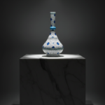 Handmade Ceramic "Knobbed" Vase (45cm) - Golden Horn "Halic" Spirals with Blue Ring