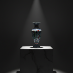 Handmade Ceramic Grand Palace Vase (50cm) Imperial Rumi Patterns and Mixed Florals Pedestal Urn Form