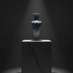 Handmade Ceramic Palace Vase (50cm) Stylized Red Roses and Rumi Borders Pedestal Urn