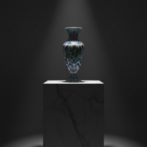 Handmade Ceramic Palace Vase (50cm) Stylized Red Roses and Rumi Borders Pedestal Urn