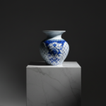 Handmade Ceramic Vase (20cm) - Classic Blue & White Floral Medallions - Traditional Iznik Decor