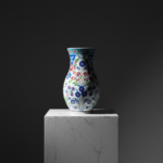 Handmade Ceramic "Armudi" Vase (30cm) - Elegant Pear Shape with Purple & Red Spring Flowers - Romantic Home Decor