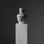 Handmade Ceramic Vase (30cm) - Red Carnation & Blue Saz Leaf Pattern - Classic Iznik Floral Vase