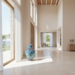 Handmade Ceramic Grand Shah Vase with Lid (60cm) Turquoise Saz Leaf and Carnation - Image 2