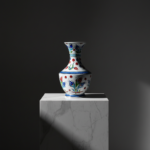 Handmade Ceramic Flared Vase (30cm) - Colorful Ottoman Tulips - Rustic Farmhouse Home Decor