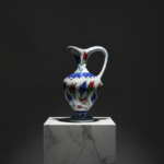 Handmade Ceramic Footed Pitcher Vase (30cm) - Classic Red Tulip Pattern - Timeless Ottoman Art Decor