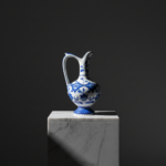 Handmade Ceramic "Ibrik" Ewer (20cm) - Classic Blue & White Lotus & Arch Pattern - Traditional Ottoman Pitcher