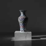 Handmade Ceramic Monumental Floor Vase (50cm) - Elaborate Ottoman Medallion Pattern - Grand Statement Decor