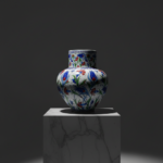 Handmade Ceramic Large Palace Vase (50cm) - Grand Red & Blue Tulip Pattern - Monumental Statement Piece