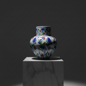 Handmade Ceramic Large Palace Vase (50cm) - Grand Red & Blue Tulip Pattern - Monumental Statement Piece