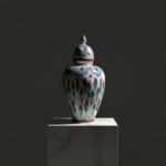 Handmade Ceramic "Vezir" Vase (30cm) - Lidded Design with Colorful Ottoman Tulips - Traditional Home Decor