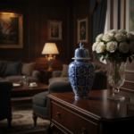 Handmade Ceramic Lidded Jar (30cm) The Shah Vase Cobalt Blue Ground and White Floral Panels - Image 2