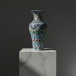 Handmade Monumental Iznik Floor Vase (50cm) - Palace Style Rumi & Tulip Medallions - Ottoman Court Art