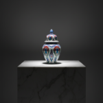 Handmade Ceramic "Kupecik" Ginger Jar (20cm) - Textured Relief with Red Carnations & Purple Tulips