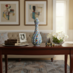 Handmade Ceramic Twisted Nightingale Vase with Lid (30cm) Spiral Polychrome Floral - Image 2